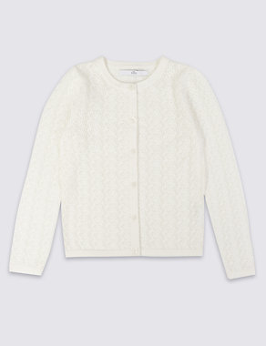Pure Cotton Pointelle Cardigan (3-14 Years) Image 2 of 3