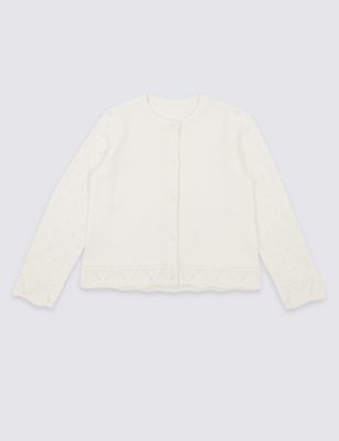 Pure Cotton Pointelle Cardigan (3 Months - 7 Years) Image 2 of 3