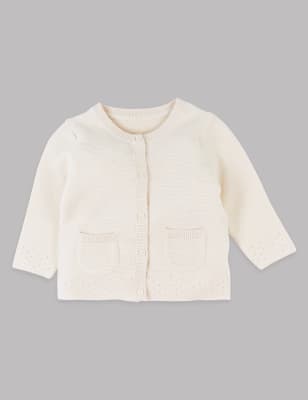 cotton pointelle cardigan