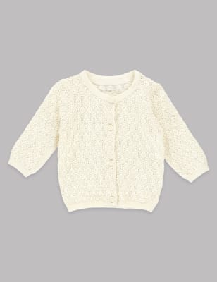 cotton pointelle cardigan