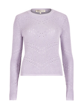 Pure Cotton Pointelle Jumper Image 2 of 4
