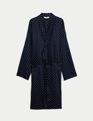 Pure Cotton Polka Dot Dressing Gown Image 2 of 5