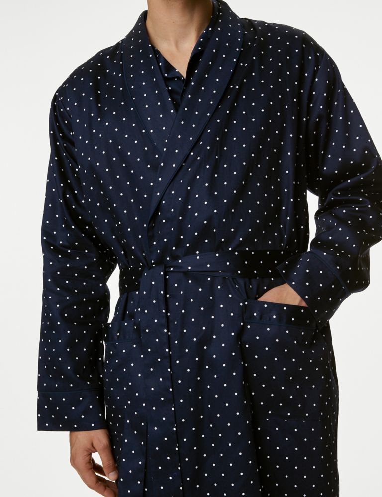 Pure Cotton Polka Dot Dressing Gown 3 of 5