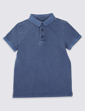 Pure Cotton Polo Shirt (3-14 Years) Image 2 of 3