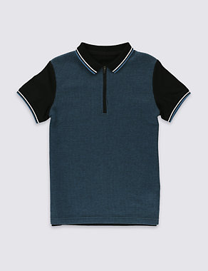 Pure Cotton Polo Shirt (5-14 Years) Image 2 of 3