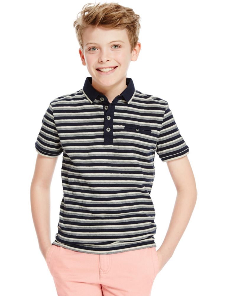 Pure Cotton Polo Shirt (5-14 Years) 1 of 3