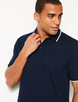 Pure Cotton Polo Shirt Blue Harbour M S