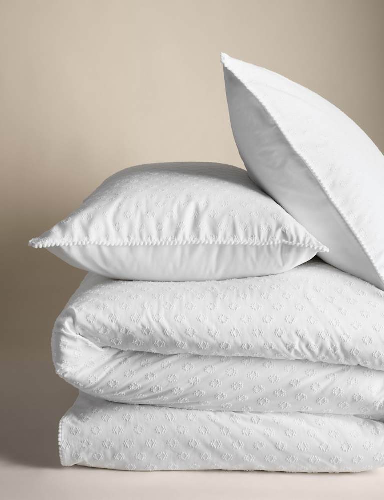 Pure Cotton Pom Pom Dobby Bedding Set M&S Collection M&S