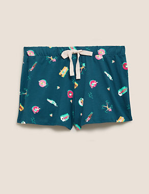 Pure Cotton Pool Print Pyjama Shorts Image 2 of 5