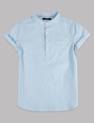 Pure Cotton Popover Shirt (3-14 Years) Image 2 of 3