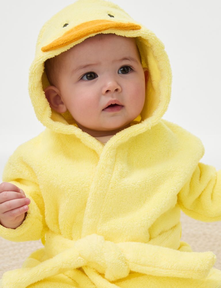 Pure Cotton Premature Duck Hooded Robe (7lbs - 3 Yrs) 1 of 7
