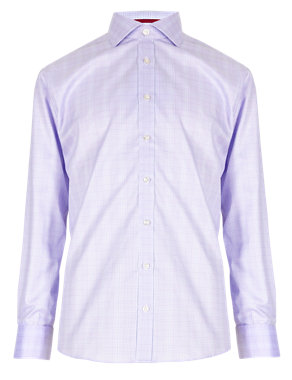 Pure Cotton Prince of Wales Checked Shirt Image 2 of 4