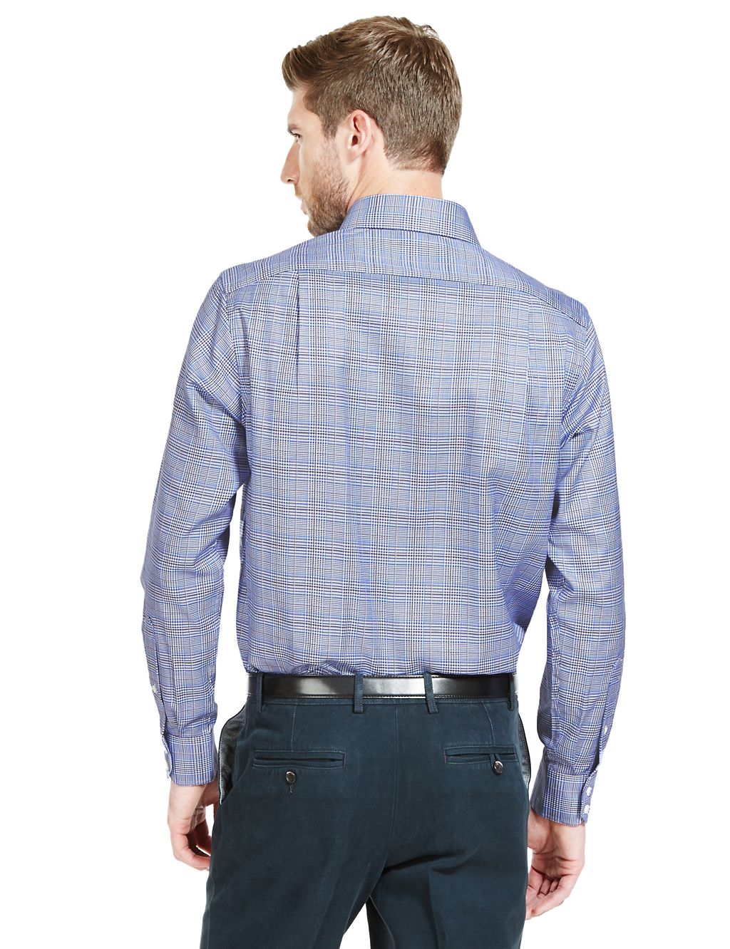 Pure Cotton Prince of Wales Checked Shirt 2 of 4