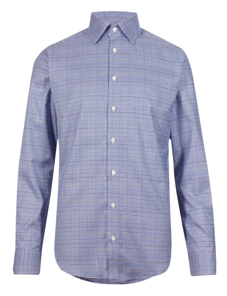 Pure Cotton Prince of Wales Checked Shirt 2 of 4