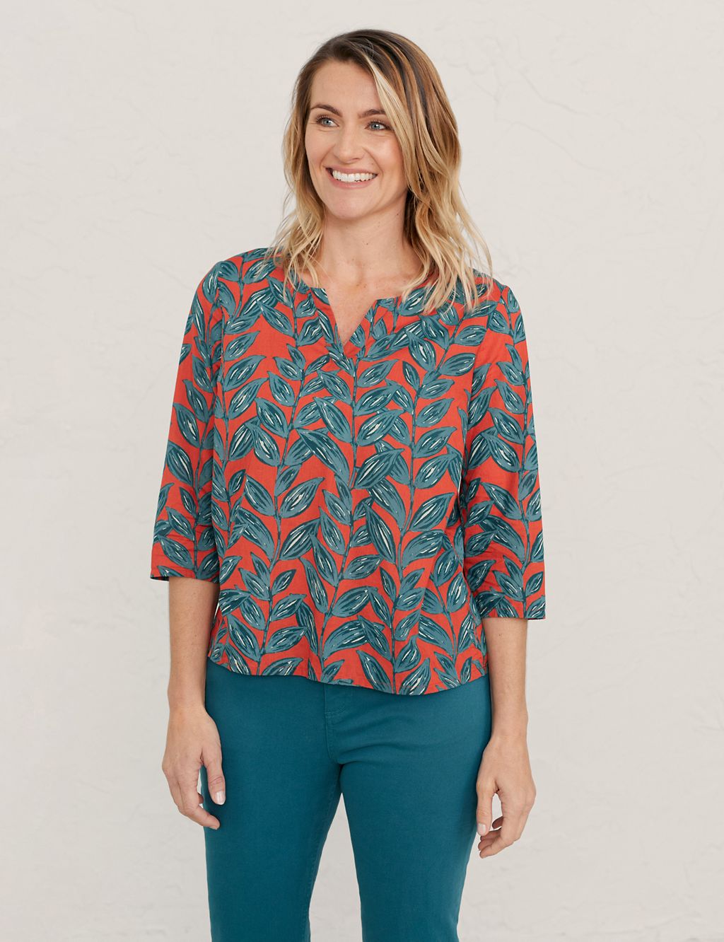 Pure Cotton Printed 3/4 Sleeve Blouse 3 of 5