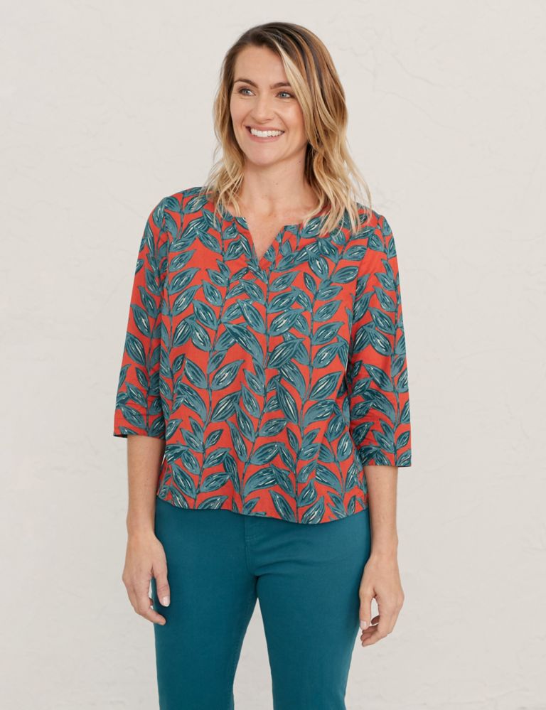 Pure Cotton Printed 3/4 Sleeve Blouse 1 of 5