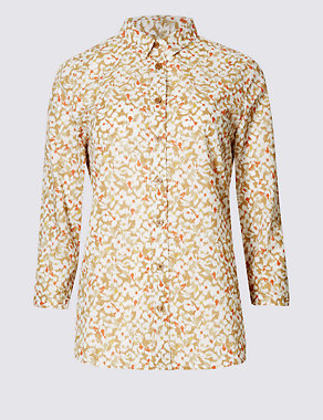 Pure Cotton Printed 3/4 Sleeve Shirt Image 2 of 4