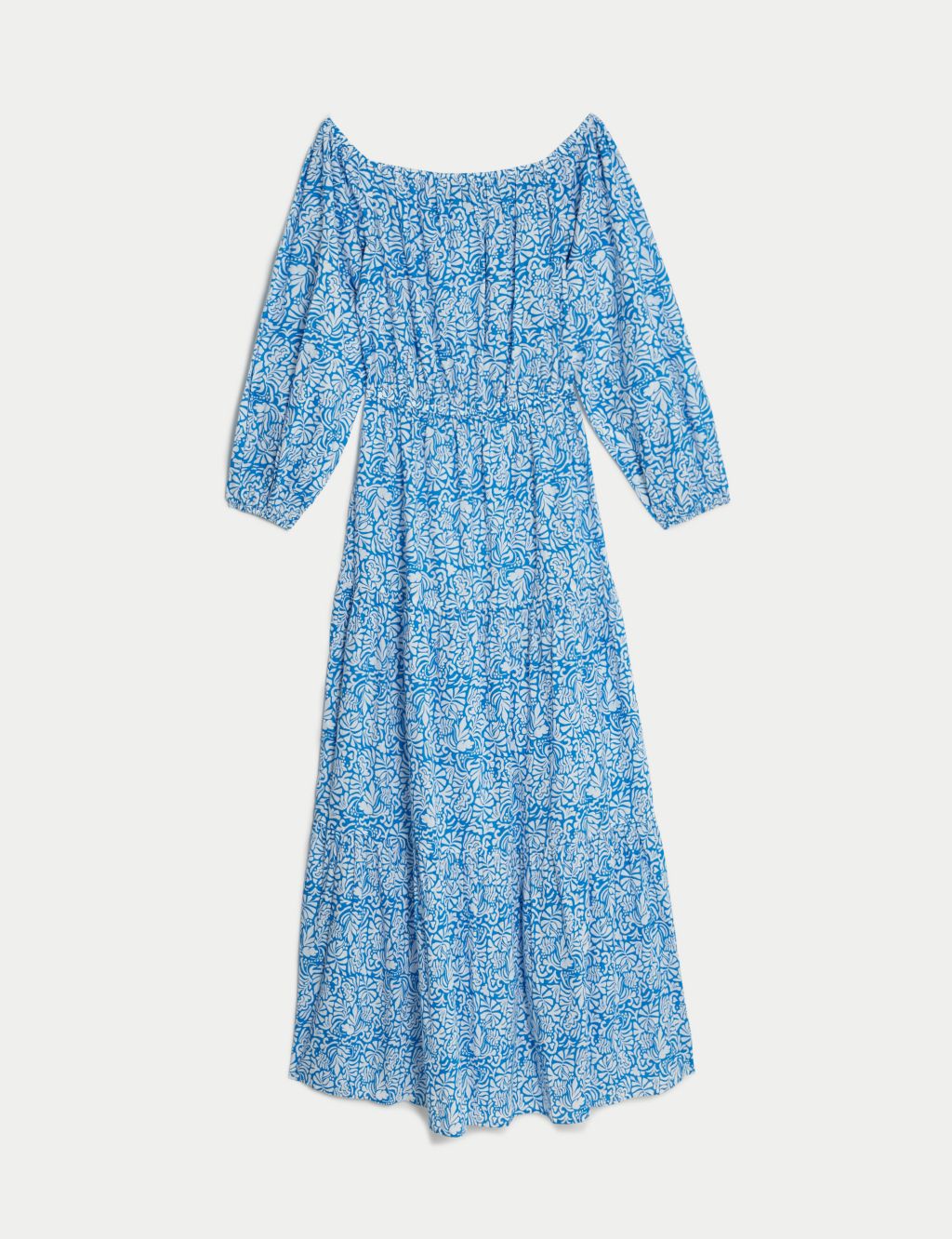 Pure Cotton Printed Bardot Midaxi Beach Dress 1 of 4