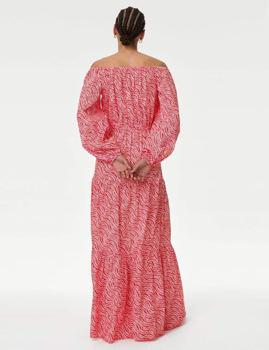 Pure Cotton Printed Bardot Midaxi Beach Dress 4 of 4