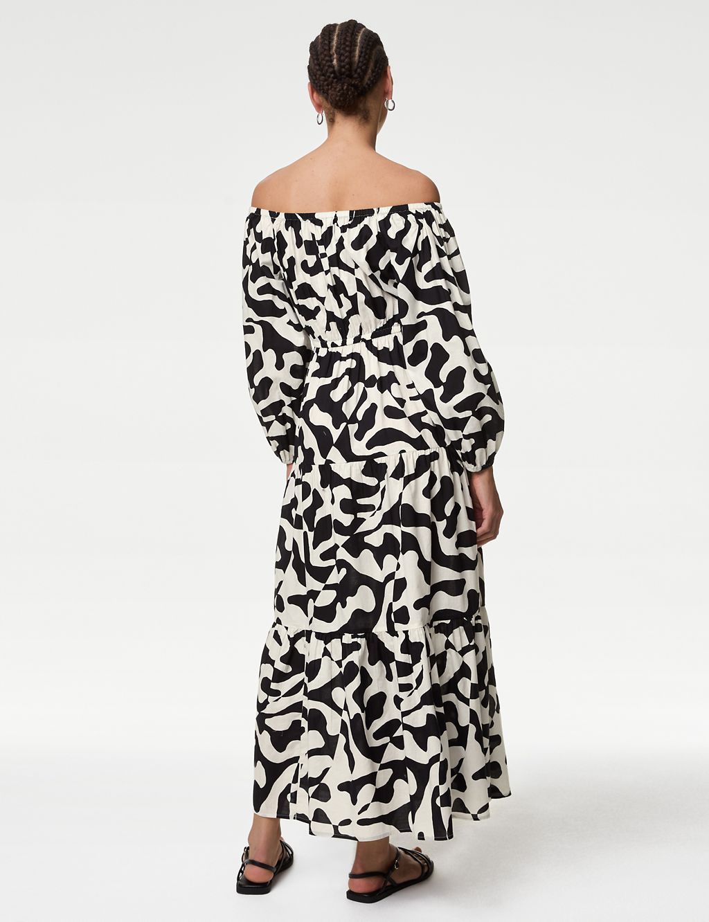 Pure Cotton Printed Bardot Midaxi Beach Dress 5 of 6