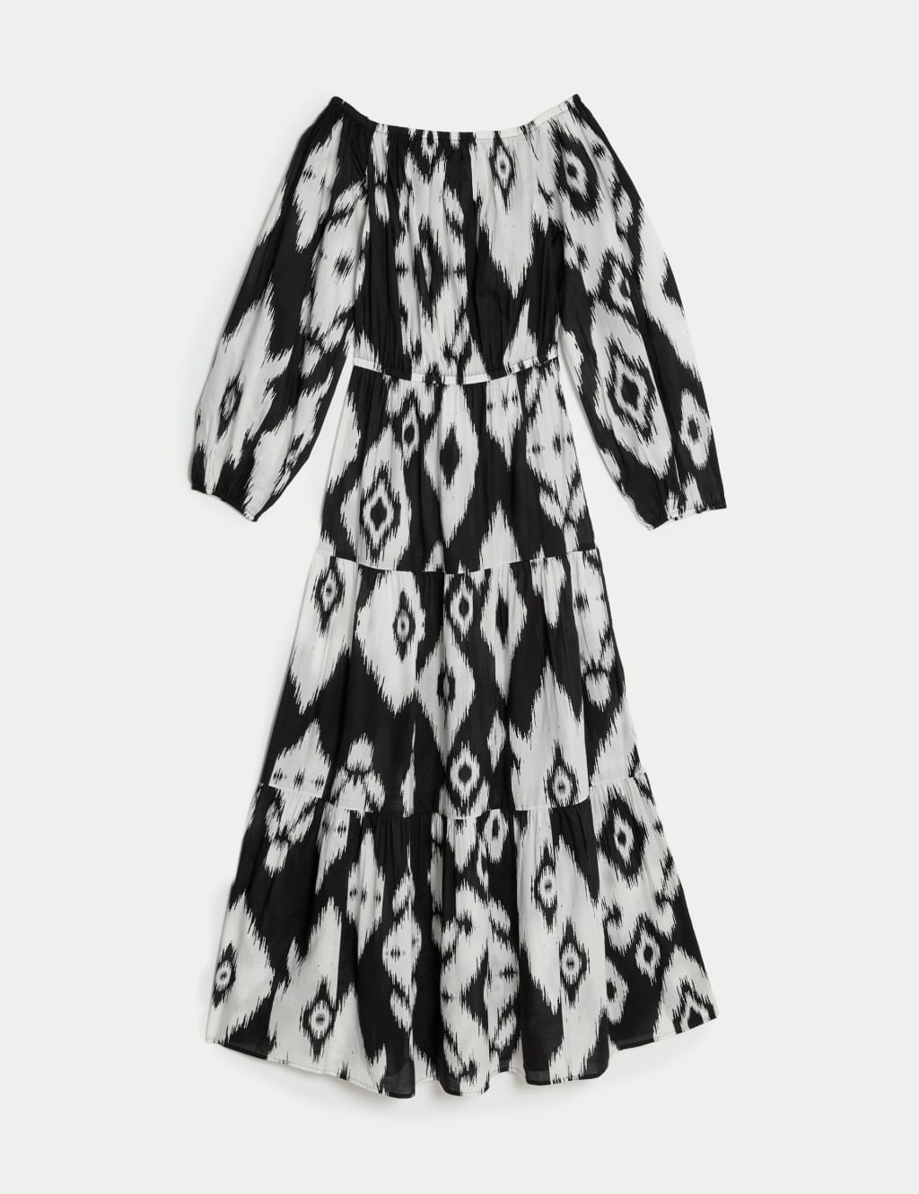 Pure Cotton Printed Bardot Midaxi Beach Dress 1 of 4