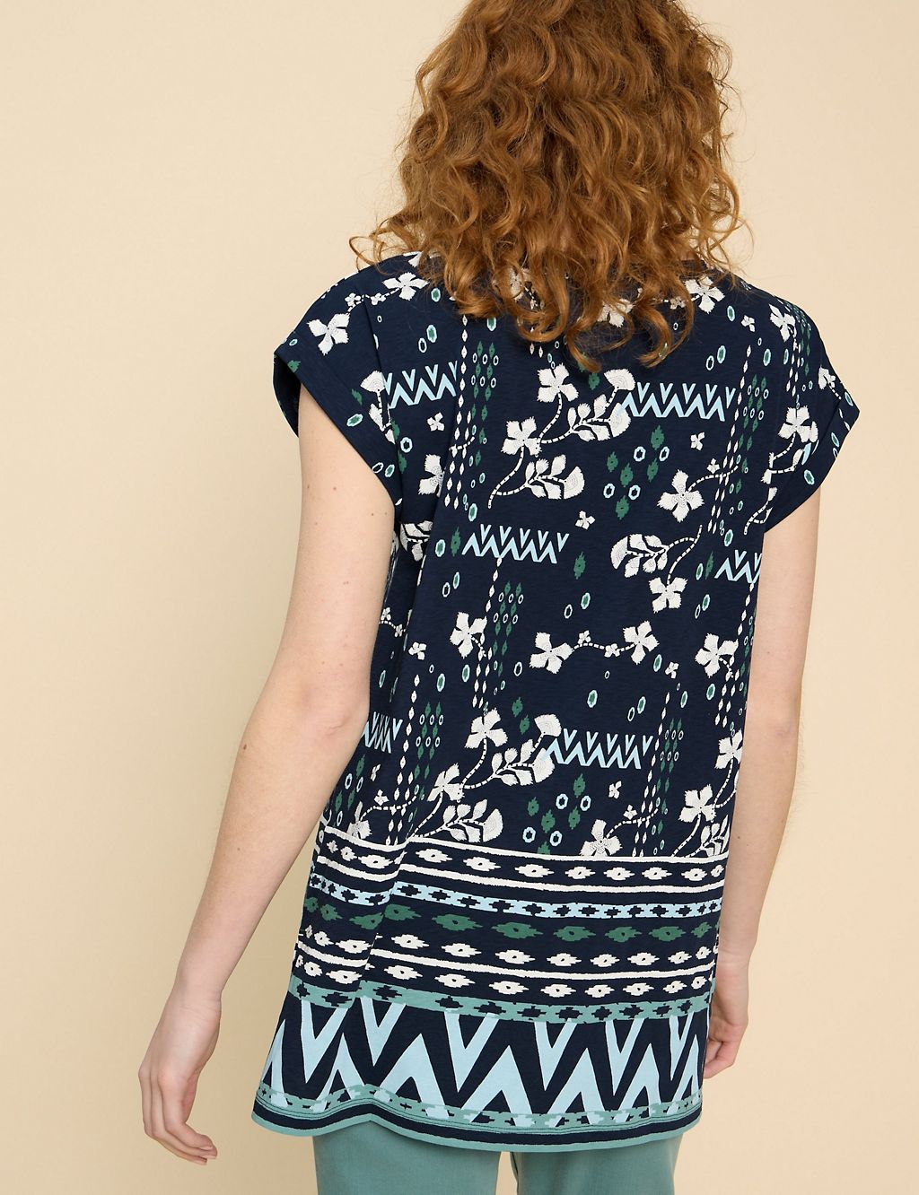 Pure Cotton Printed Cap Sleeve Tunic 5 of 6