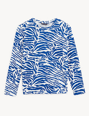 Pure Cotton Printed Crew Neck T-Shirt Image 2 of 4