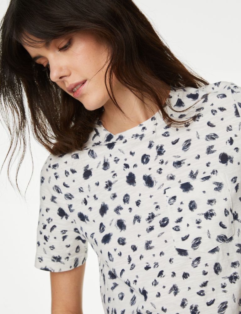 Pure Cotton Printed Crew Neck Top 3 of 5