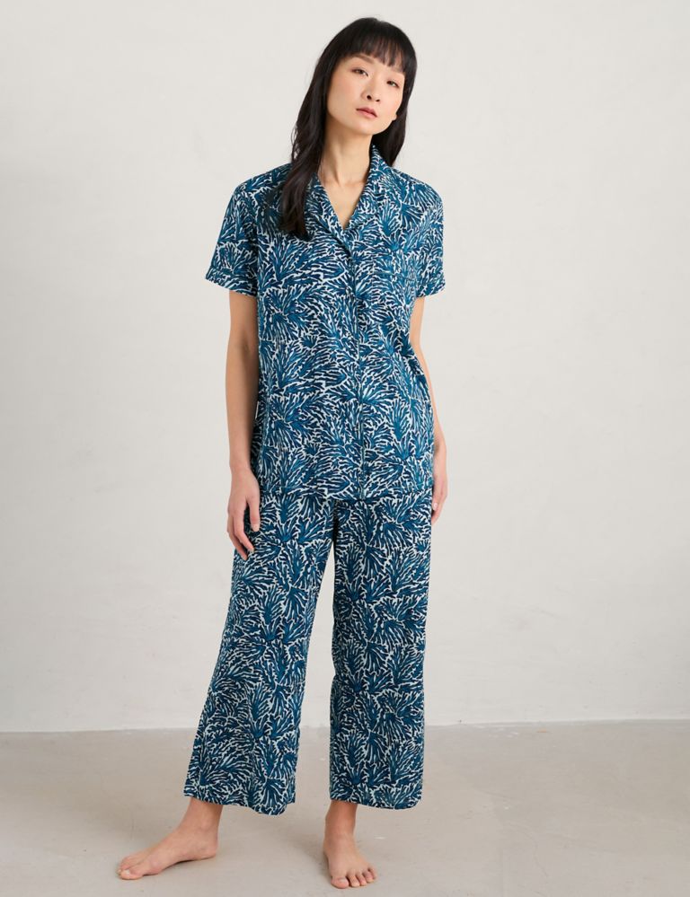 Pure Cotton Printed Cropped Pyjama Set 1 of 5