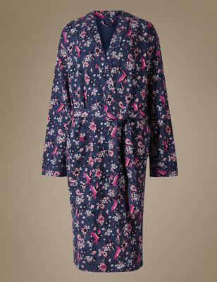 Pure Cotton Printed Dressing Gown Image 2 of 4