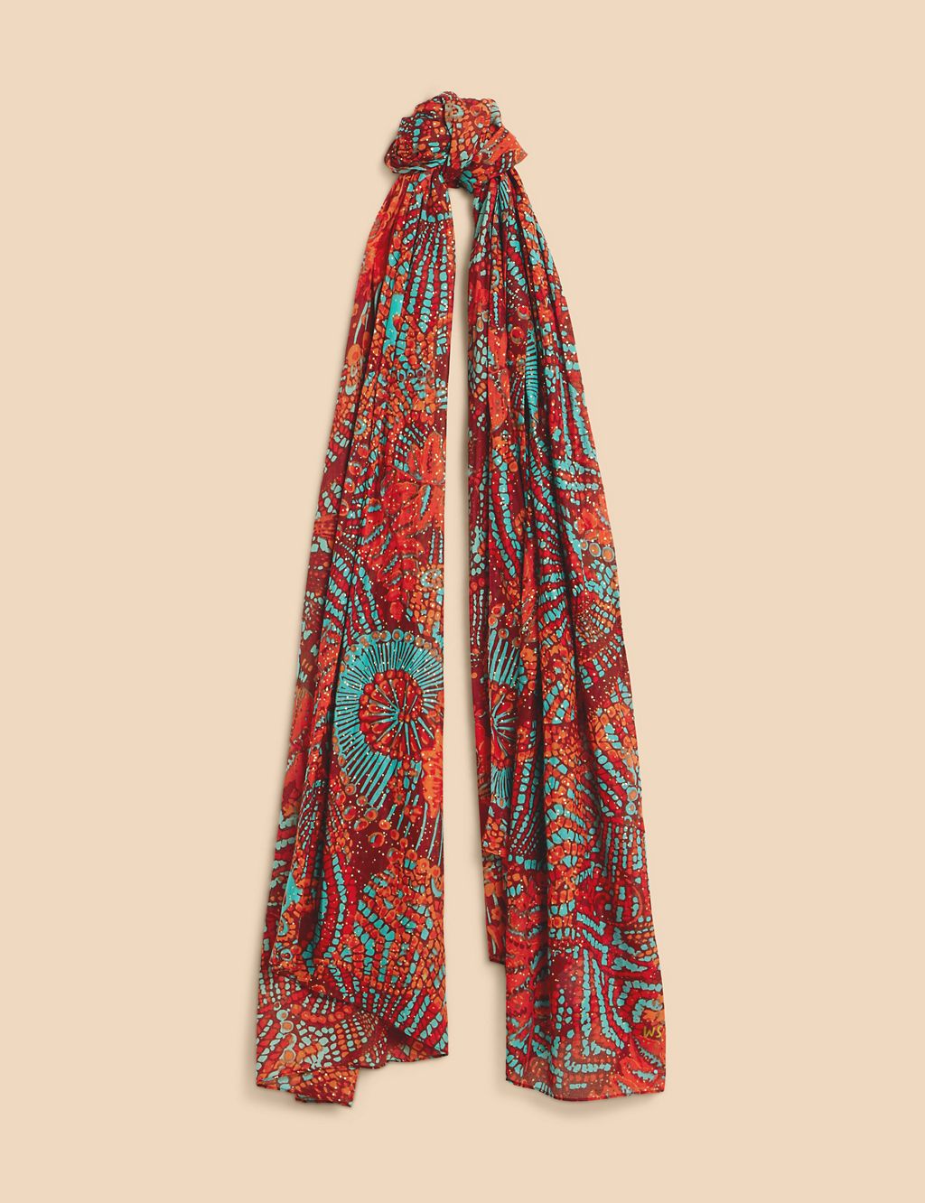 Pure Cotton Printed Fringed Scarf 1 of 4