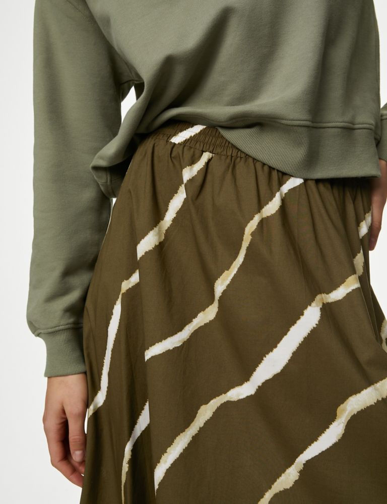 Pure Cotton Printed Midi A-Line Skirt 4 of 7