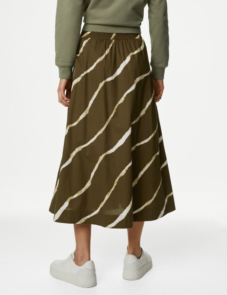 Pure Cotton Printed Midi A-Line Skirt 6 of 7