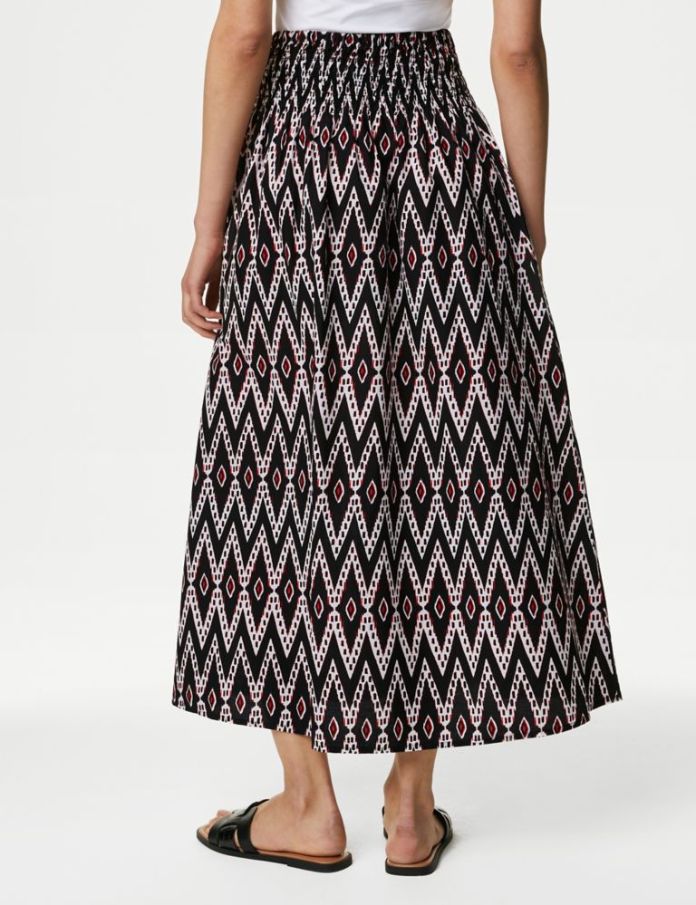 Pure Cotton Printed Midi A-Line Skirt 5 of 5