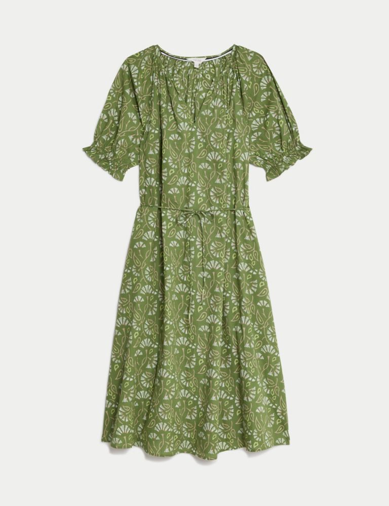 Pure Cotton Printed Midi Smock Relaxed Dress 2 of 4