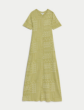 Pure Cotton Printed Midi T-Shirt Dress Image 2 of 4