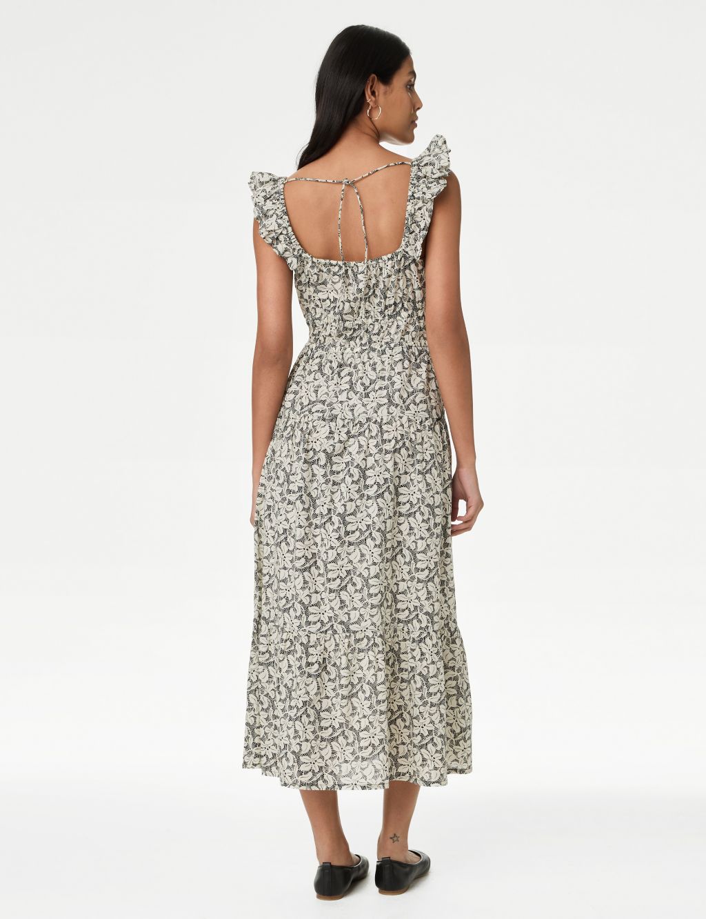 Pure Cotton Printed Midi Tiered Dress 4 of 5