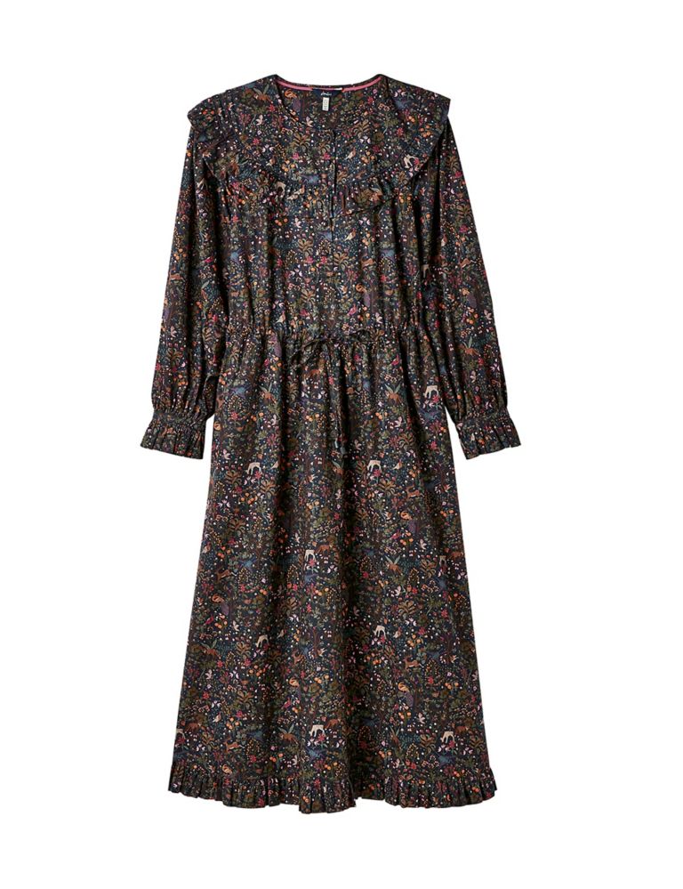 Pure Cotton Printed Midi Waisted Dress | Joules | M&S