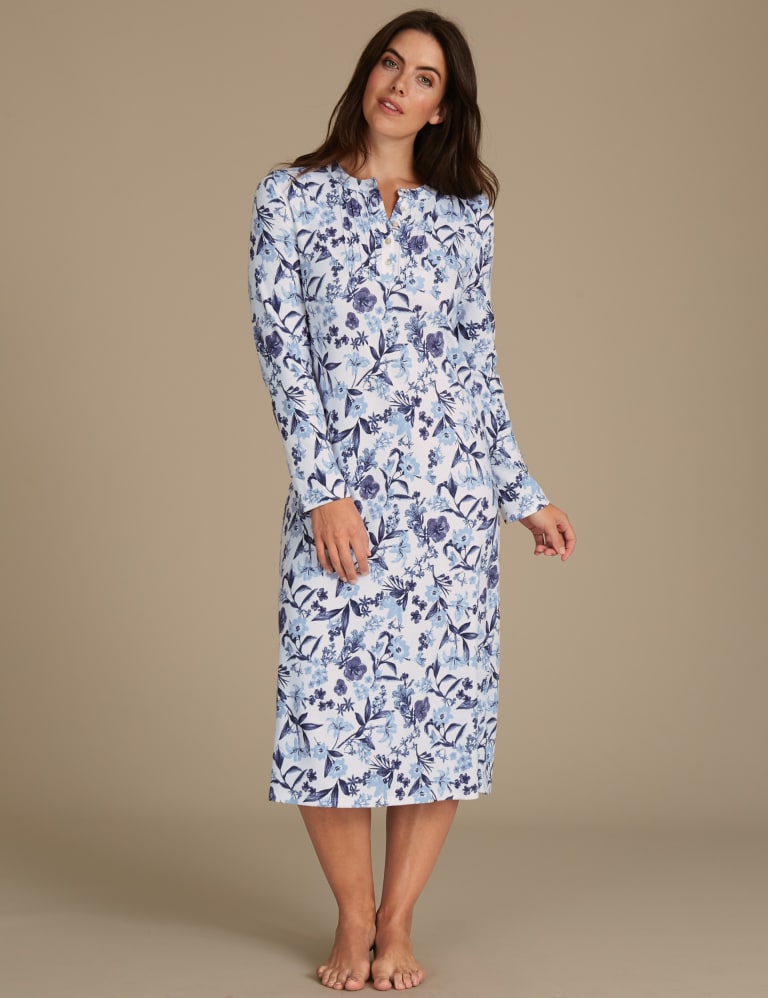 Pure Cotton Printed Nightdress M S Collection M S