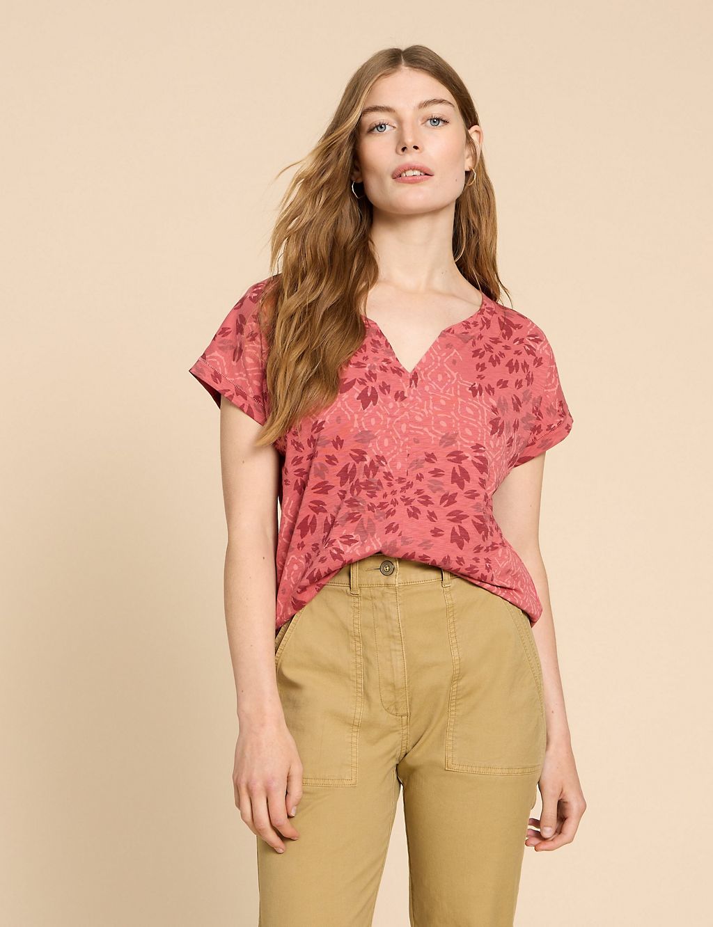 Pure Cotton Printed Notch Neck T-Shirt 3 of 6
