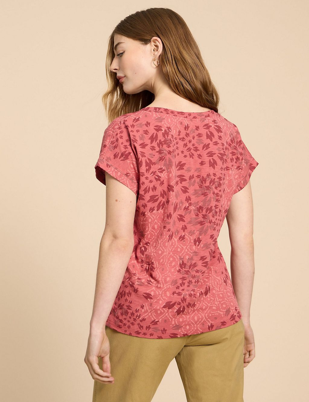 Pure Cotton Printed Notch Neck T-Shirt 2 of 6
