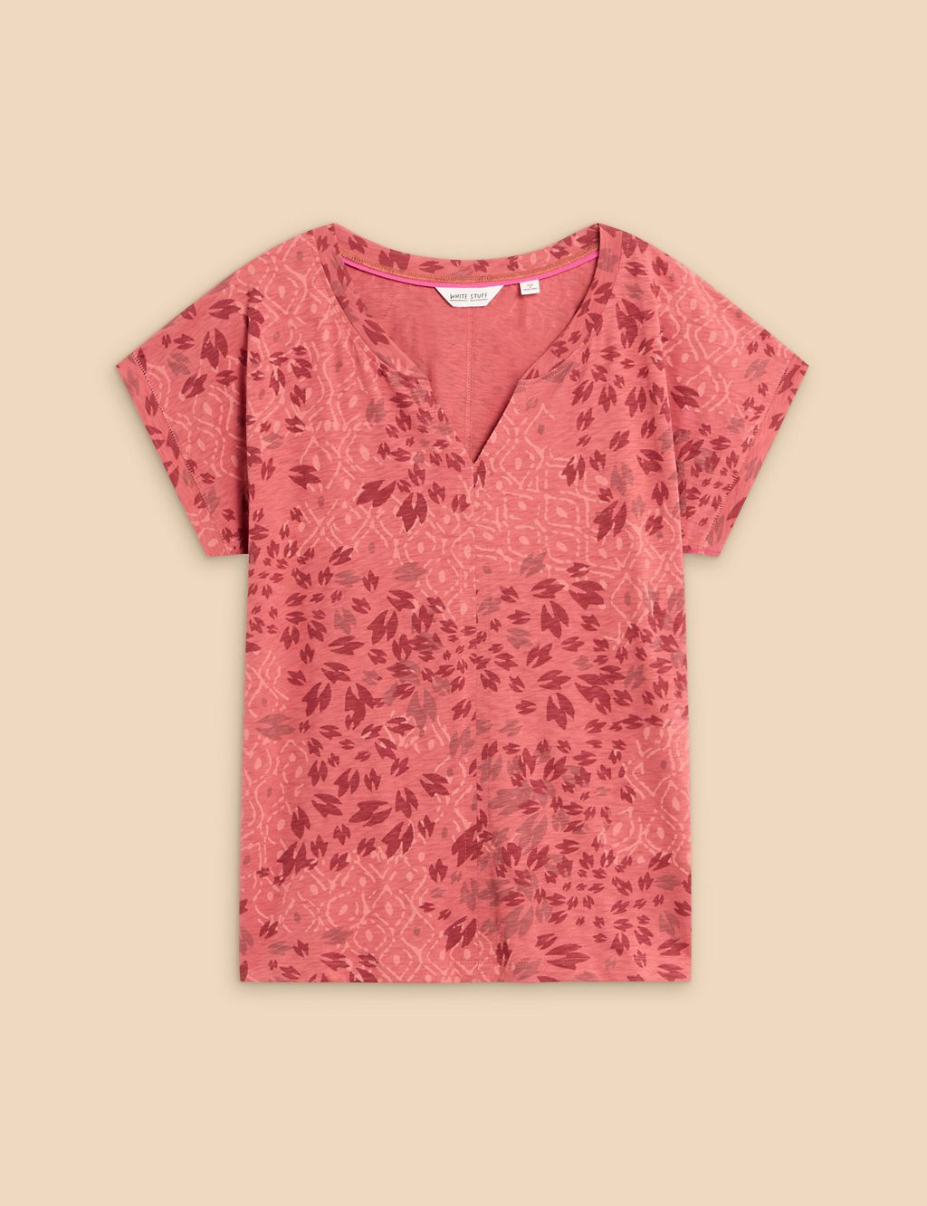 Pure Cotton Printed Notch Neck T-Shirt 1 of 6