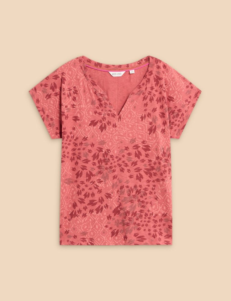 Pure Cotton Printed Notch Neck T-Shirt 2 of 6