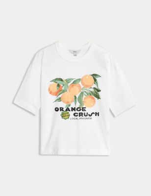 Pure Cotton Printed Oversized T-Shirt Image 2 of 6