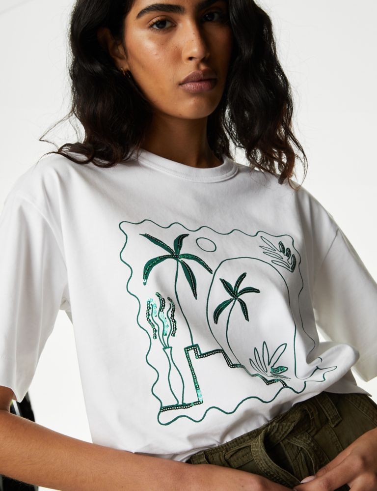 Pure Cotton Printed Oversized T-Shirt 4 of 6