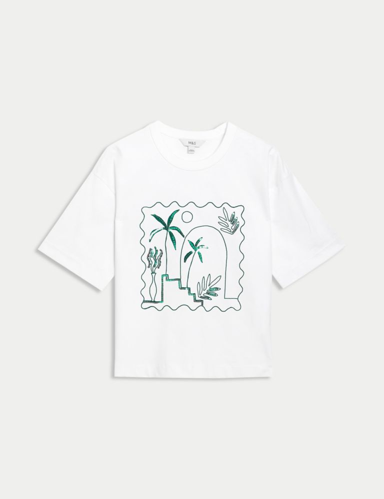 Pure Cotton Printed Oversized T-Shirt 2 of 6
