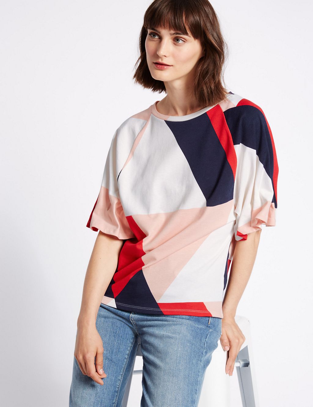 Pure Cotton Printed Pinch Sleeve T-Shirt 2 of 5