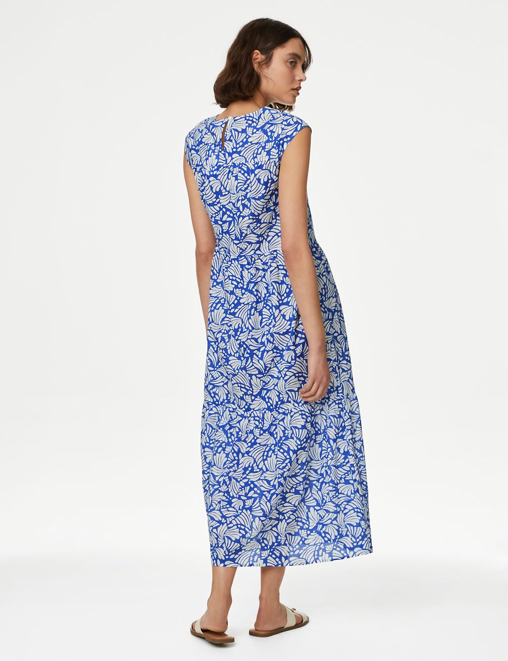 Pure Cotton Printed Pintuck Midi Tiered Dress 4 of 5