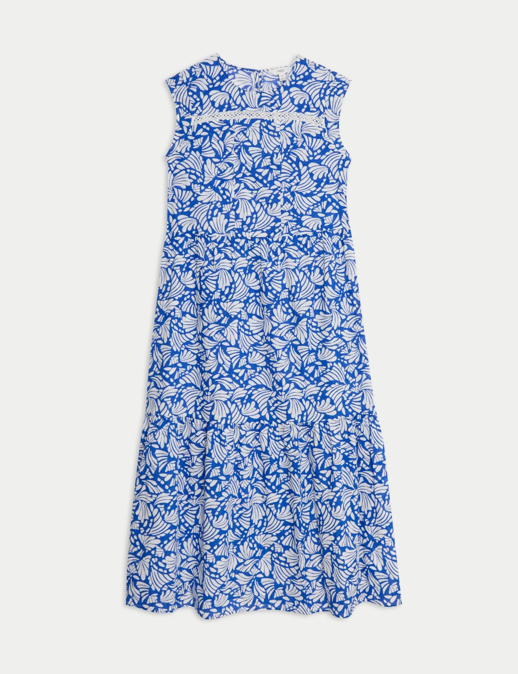 Pure Cotton Printed Pintuck Midi Tiered Dress 1 of 5