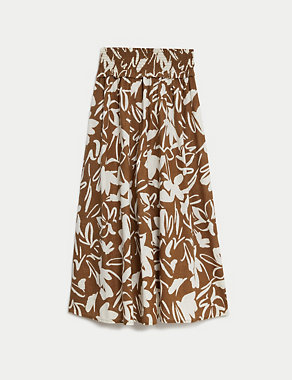 Pure Cotton Printed Pleated Midi Skirt Image 2 of 5